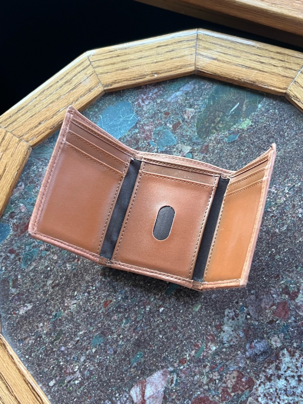 Leather Trifold Wallet with Texas Longhorn Stamp - Picture 5 of 7